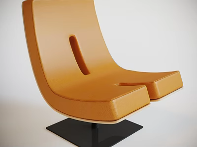 Modern Orange Leather Single Chair With Streamlined Design And Black Base 3d model