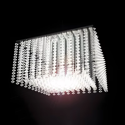 Stunning Crystal Chandelier With Hanging Prismatic Drops And Illuminated Glow 3d model