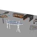 Modern Pergola With Glass Canopy And Metal Supports Near Building And Greenery Design