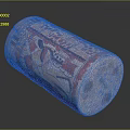 Cylindrical Stone Sculpture Carving With Colorful Decorative Patterns And Figures