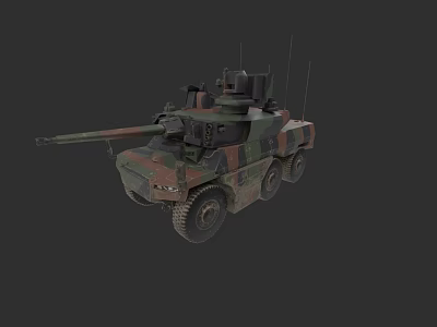 Modern Wheeled Military Tank With Camouflage Paint And Main Cannon 3d model