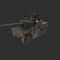 Modern Wheeled Military Tank With Camouflage Paint And Main Cannon