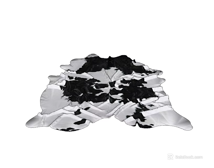 Stylish Modern Abstract Shaped Rug With Black White Irregular Patterns 3d model 