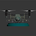Aerospace Vehicle Model With Propellers On Blue Red Base And Yellow Star