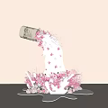 Elegant Floral Display Spilling from White Can with Pink Flowers and White Petals