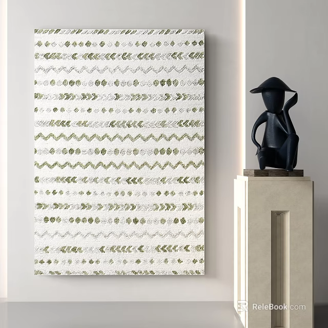 Square Beige Rug With Geometric Wave And Dot Patterns In Modern Interior Decor 3d model 