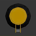 Multi layered Industrial Equipment With Gold Accents Black Layers Red And Green Sections