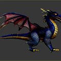 Vibrant Blue Purple Dragon Character With Yellow Belly And Colorful Wings For Game Movie