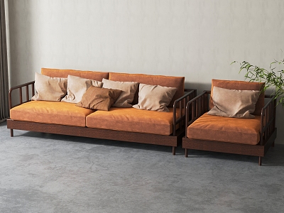 New Chinese Style Combination Sofa Combination 3d model