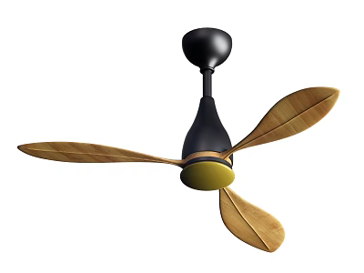 Modern Ceiling Fan With Black Base And Yellow Blades For Home Use 3d model