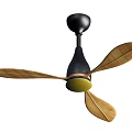 Modern Ceiling Fan With Black Base And Yellow Blades For Home Use