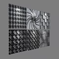 White Textured Background Wall Designs With Geometric Spiral Diamond And Square Patterns 3d model