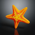 Vibrant Orange and Red Starfish with Yellow Spots and Smooth Texture Against Dark Background