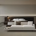 Modern Bedroom Interior Design With Large Bed White Sofa And Floor To Ceiling Window 3d model
