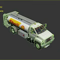 Shell White Tanker Truck With Yellow Logo Fuel Delivery Tank And Surface Reflection