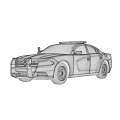Police Utility Vehicle With Roof Lights FIRESUIT Logo Number 001 Black And White Sedan Design