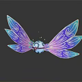 Unique Wall Decor With Patterned Blue Purple Gradient Wings And Transparent Crystal Ball 3d model