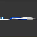 Blue and White Toothbrush with Ergonomic Handle Soft Bristles and Hanging Loop Design