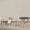 Children's Wooden Animal Shaped Dining Chairs With Blue White Round Tables