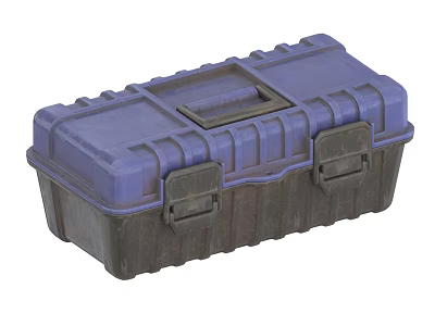 Purple And Black Toolbox With Durable Plastic Body Secure Latches And Lid 3d model