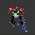 Red And Blue Train Robot With White Black Accents In Dynamic Stance
