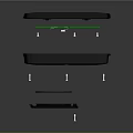 Disassembled Laptop Computer Structure With Upper Lower Components And Internal Parts Design