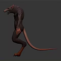 3D Fantasy Rat Like Creature Character In Standing Posture Red Claws Sharp Teeth 3d model