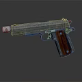 Vintage Silver Metal Pistol with Wooden Grip Detailed Design on Dark Background