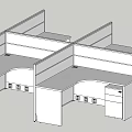 Partitioned Office Workstations With Desktop Dividers And Drawer Storage Units 3d model