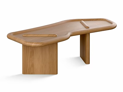 Wooden Dining Table With Unique Curved Shape And Smooth Surface Design 3d model