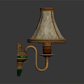 Vintage Wall Lamp Furniture Featuring Beige Lampshade Brass Stand And Green Decorative Base