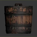 Classic Vintage Wooden Barrel With Rustic Texture Lid And Metal Hoops