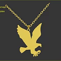 Elegant Golden Eagle Pendant Necklace Adorned With Sparkling Diamonds On Chain