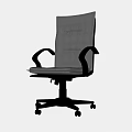 Two Gray Office Chairs With Black Armrests And Five Wheel Rolling Base 3d model