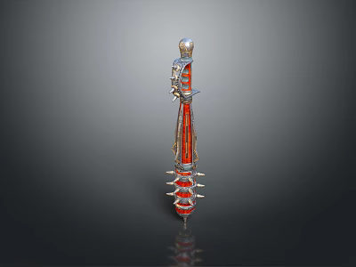 Animal Themed 3D Decorative Figurine With Red Silver Ornate Details And Reflective Base 3d model