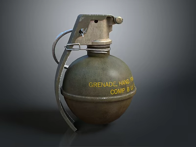 Military Hand Frag Grenade With Metal Body Safety Pin And Comp B Marking 3d model
