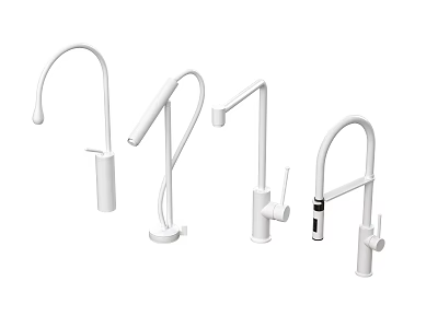 Modern Sleek Water Faucets with Various Curved Designs for Home Kitchen Bathroom Use 3d model