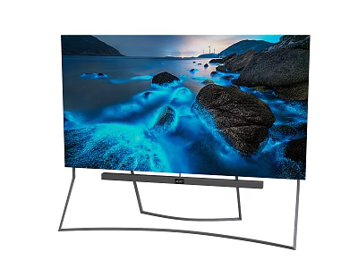 Modern Television Displaying Natural Scenic View Of Rocks Water And Mountains On Screen 3d model