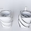 Modern Black Twisted Design Washbasins Featuring Sleek Black Faucets And Unique Shape