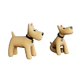 Adorable Beige Dog Plush Toys With Black Collars Standing And Sitting Pose