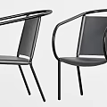 Modern Leisure Chairs With Metal Frame Leather Seats And Two Tone Brown Black Design