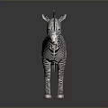 Realistic Zebra With Black And White Stripes Standing On Dark Background With Reflection 3d model