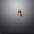 Fantasy Character With Green Hat And Small Orange Creature Perched On Top Edge