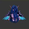 Fantasy Woman With Blue Hair Pointed Ears And Ornate Armor Surrounded By Blue Neon Ring