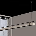 Modern Long Pendant Light Hanging From Ceiling With Black Cables Above Window Blinds Bright Interior 3d model