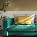 Modern double sofa fabric three-seat sofa 3d model