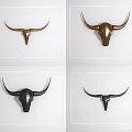 Decorative Bull Skull Wall Decor In Gold And Black For Home Interior