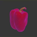 Fresh Ripe Red Bell Pepper with Vibrant Green Stem Isolated on Dark Background
