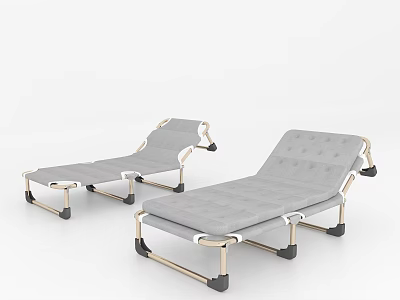 Gray Folding Beds With Metal Frames And Comfortable Mattress Design 3d model