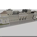 Classical Office Building Exterior With Multiple Wings Domed Roofs Grand Columns And Stone Steps
